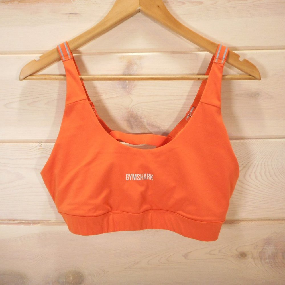 Gymshark Womens Sports Bra Orange Size L-XL Reflective Straps